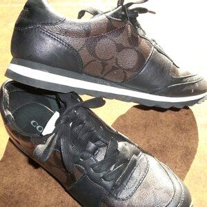 WM Sz 5.5 COACH TENNIS SHOES Lace Up  FG1001 Y2K PREPPY Two Tone CC  LT Academia